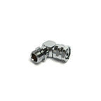 Fixed 110-degree LP hose-end adapter in 9/16"-18M × 9/16"-18F