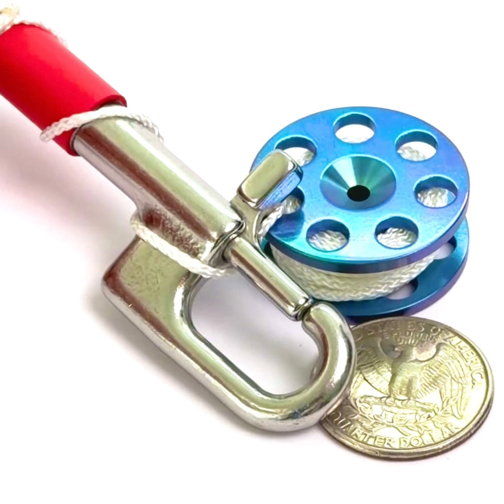 Finger Spool Charm/Keychain Deep Blue with Double Ender