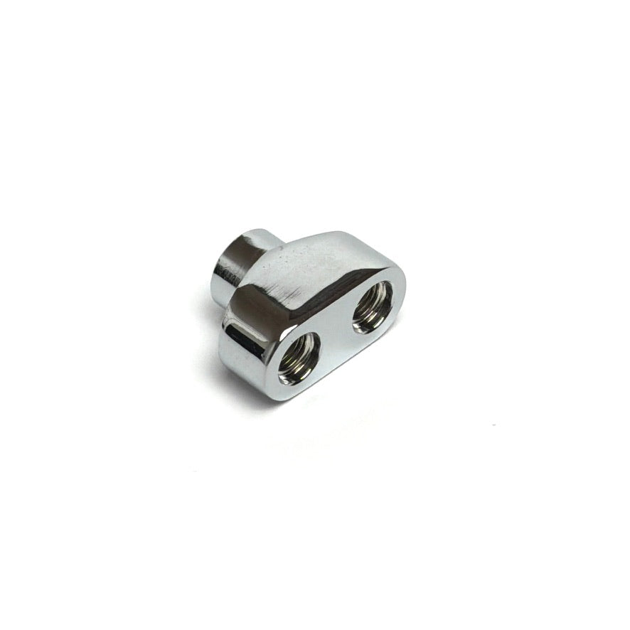 Three-way LP hose splitter with three 3/8"-24F ports